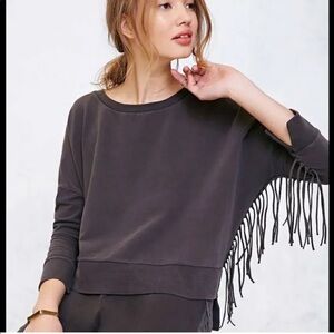 Amuse Society Crewneck Fringe Sweatshirt Size L